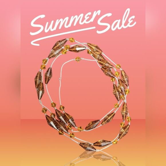 Amber Beaded Silvertone Single Strand Necklace Vintage - Picture 1 of 3